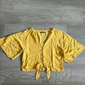 EUC Bershka Mustard Yellow Tie Up Top